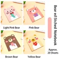 Pack of 4 cute bear shaped cartoon notebooks in pink, brown, yellow, approx 20 sheets - Bear Style (F-3-2) / Pack of 20
