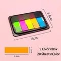 Boxed set of five colors fluorescent index sticky notes with 20 sheets per color - Fluorescent Colors / 5 Colors (Black Box)