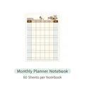 Decorative blue bird floral monthly planner notepad and portable study schedule memo with 60 sheets - Monthly Plan