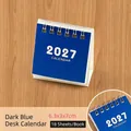 Dark blue 2027 mini desk calendar with spiral binding, 6.3x3x7cm compact size - 2027 / Dark Blue
