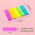 Multicolor fluorescent sticky index tabs for page marking and sorting, 100 sheets - PET Fluorescent Color - Flat Head
