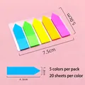 Set of 5 fluorescent arrow index tabs in neon colors for document and page marking - PET Fluorescent Color - Arrow