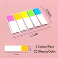 Translucent fluorescent index stickers in 5 colors for page marking and organization - PET Fluorescent Color - Half-colored