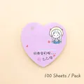 Purple heart-shaped sticky note with cartoon girl illustration, 100 sheets per pack - Cartoon Girl Style (W010) / Pack of 100
