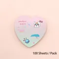 Heart-shaped Morandi gradient sticky notes with cute hand-drawn cartoon illustrations - Gradient Cat Style (W001) / Pack of 100