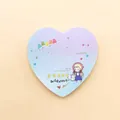Heart-shaped gradient sticky notes with cute cartoon illustrations, Morandi color, 100 sheets - Pink Girl Style (W002) / Pack of 100