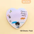 Heart-shaped gradient sticky notes with cartoon character, 100 sheets per pack - Cat Ear Boy Style (W006)