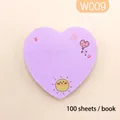 Purple heart-shaped sticky note with cartoon sun pattern and 100 sheets per pad. - Purple Balloon Style (W009)