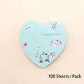 Heart-shaped Morandi mint green sticky note with cute cartoon cat and 100 sheets - Mint Green Cat Style (W015)