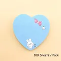 Blue heart-shaped Morandi sticky notes featuring cute cartoon bunny, 100 sheets per pad. - Light Blue Rabbit Style (W014)