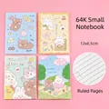 Juego de 4 lindos mini cuadernos de bolsillo con motivos de oso y conejo y rayas - Oso y Conejo / 64K