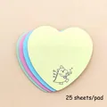 Cute heart-shaped colorful sticky notes with dinosaur illustration, 25 sheets per pad - Cartoon Dinosaur Style (D004)