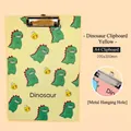 Gelbes A4 Cartoon Dinosaurier Klemmbrett mit Metallclip für Schule und Büro - Dinosaurier Klemmbrett / A4 / Gelb