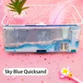 Estuche escolar creativo multifuncional de plástico con arena movediza azul cielo para niños - Arenas Movedizas Azul Cielo (YH-1542)