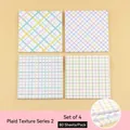 Bloc-notes adhésifs à carreaux pastel lot de 4 avec 80 feuilles par bloc pour les étudiants - Série de Texture Grille 2