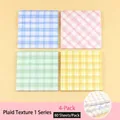 Lot de 4 notes autocollantes à carreaux, 80 feuilles par paquet, blocs-notes - Série de Texture Grille 1