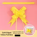 10Pcs Yellow Gold-Edged Pull Bows for Gift Wrapping 7cm Dia - Gold Edge Style / 10 Pieces/Pack / Yellow