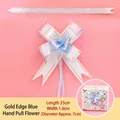 Blue pull bow ribbon with gold edges for gift box decoration, 10pcs pack. - Gold Edge Style / 10 Pieces/Pack / Blue