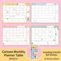 Large 38x53cm cartoon monthly planner set with 12 colorful sheets and dot stickers - Set of 12 Sheets (With Dot Stickers) / 38x53cm