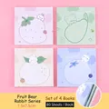 Cute fruit animal themed sticky notes set with 4 packs 80 sheets each 7.5x7.5cm size - Fruit Bear & Rabbit / 4-book Set