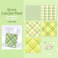 Green gingham pattern sticky notes 100 sheets per pack 7.2x7.2cm size for journal decoration - Green Colorful Plaid / 100 Pieces/Pack / Green