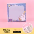 Süße Milchtee-Hase Cartoon Haftnotizen in Lila, Größe 7,5x7,5 cm mit 50 Blatt Inhalt - Milchtee-Hase (YH-Happy Rabbit Sticky Note) / 50 Blatt