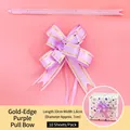 Elegant purple gold-edged pull bow ribbon for gift wrapping and wedding decor. - Gold Edge Style / 10 Pieces/Pack / Purple