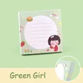 Cute green cartoon girl sticky notes, 8x8cm square memo pad stationery with 80 sheets - Green Girl (14#) / 80 Pieces/Pack