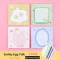 Set of 4 packs cute pastel cartoon sticky notes for school, office and journaling - Smiley Yolk / 4-book Set