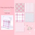 Pink checkered plaid pattern sticky note pad with 100 sheets per pack, size 7.2x7.2cm. - Pink Colorful Plaid / 100 Pieces/Pack / Pink