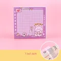 Süße lila Hasen-Haftnotizen 7,5x7,5 cm, Gittermuster-Block für Schule und Büro - Glückshase (YH-Happy Rabbit Sticky Note) / 50 Blatt