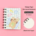 Cute cartoon tiger A7 spiral notebook, 80 blank sheets, 10.5x8cm pocket journal. - Sleepy Tiger (Style 2) / 10.5x8cm / Green