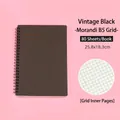 Cuaderno espiral de rejilla Morandi B5 negro retro, tapa de PP, 80 hojas, 25.8x18.3cm - B5 / 80 Sheets Grid / Negro Vintage