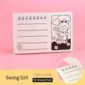 Cute minimalist memo pad with swing illustration, non-sticky paper, 50 sheets, 7.8x11.7cm - Swing Girl Style / 50 Sheets