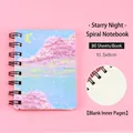 A7 spiral notebook with oil painting starry sky cover and 80 blank sheets 10.5x8cm - 10.5*8cm / Bright Starry Night