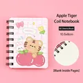 Cute cartoon tiger A7 spiral notebook with 80 blank sheets 10.5x8cm - Apple Tiger (Style 3) / 10.5x8cm / Pink