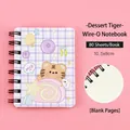 Cute cartoon tiger A7 spiral notebook with 80 blank sheets 10.5x8cm size pink background - Dessert Tiger (Style 4) / 10.5x8cm / Purple