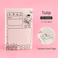 Cute cartoon tulip girl memo pad, non-sticky white paper notepad, 50 sheets, 11.7x7.8cm - Tulip Flower Style / 50 Sheets