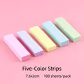 Set of five Morandi colored sticky notes, 7.6x2cm size, 100 sheets per memo pad - 5 Color Strips Set