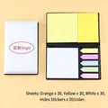 Premium white leather cover sticky note set with colorful arrow index tabs for office - 30 Sheets / White