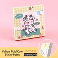 Yellow checkered cow design sticky notes memo pad, 50 sheets per pad, size 7.2x7.2cm - Yellow Grid Cow (2B-1-2) / 50 Sheets