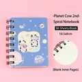 Cute cartoon cow mini spiral notebook with 80 blank sheets for portable note-taking - Planet 2 Cow