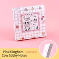 Pink plaid cartoon cow memo sticky notes, 7.2x7.2cm square size, 50 sheets per pad. - Pink Grid Cow (2B-1-2) / 50 Sheets