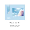 Magnetic bookmark with a blue oil painting of clouds and a matching backing card - 10x1.5cm / Sea of Clouds