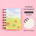 A7 mini sunflower oil painting spiral notebook with 80 blank sheets pocket journal - 10# Sunflower Style / 10.5x8cm