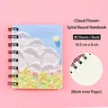 Mini A7 spiral notebook with oil painting style cloud and flower cover, blank pages - 12# Cloud Flower Style / 10.5x8cm