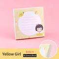 Yellow cartoon girl themed sticky notes, 8x8cm square notepad with 80 lined sheets for students - Yellow Girl (6#) / 80 Pieces/Pack