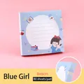 Blue cute girl cartoon sticky notes 8x8cm with 80 sheets for student memo and diary - Blue Girl (10#) / 80 Pieces/Pack