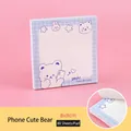 Notes autocollantes ours blanc 8x8cm avec 80 feuilles motif à carreaux - Ours Mignon Téléphone (3#) / 8x8cm (80 Feuilles)