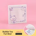 Bloc-notes adhésif Kawaii ours thé au lait 8x8cm 80 feuilles pour école et bureau - Ours Mignon Thé au Lait (4#) / 8x8cm (80 Feuilles)